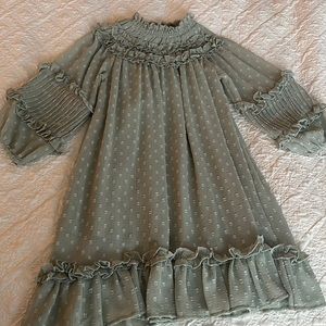 Zara girls size 6 long sleeve sage green dress